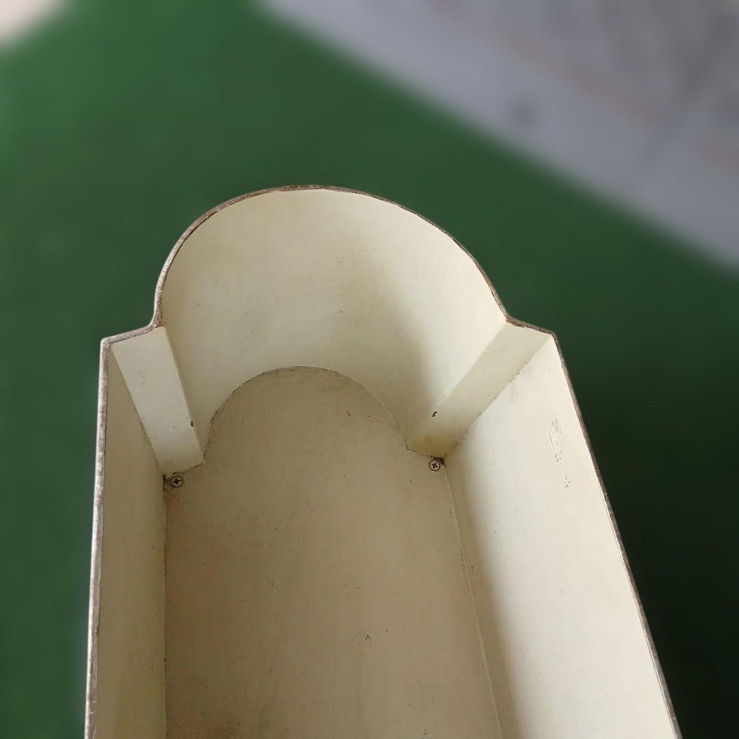 昭和レトロ アンティーク カントリー 青い花柄のオーバルプランター