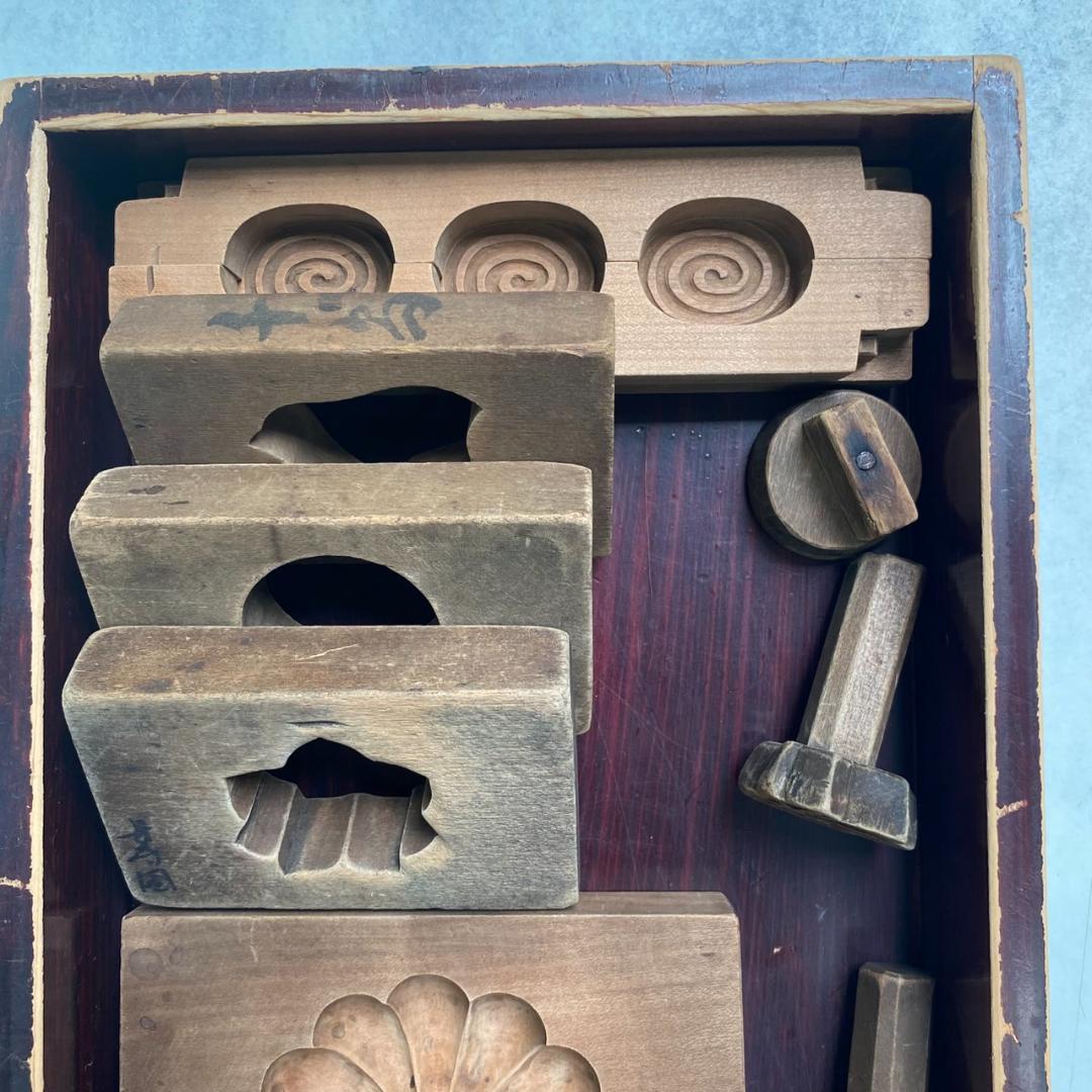 和菓子木型　5種セット【朱塗り木箱入り】