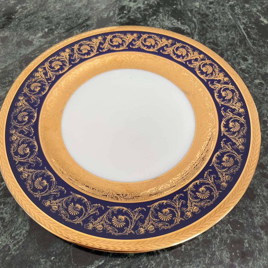 ヴィンテージリモージュ皿 6枚セット ネイビーとゴールド