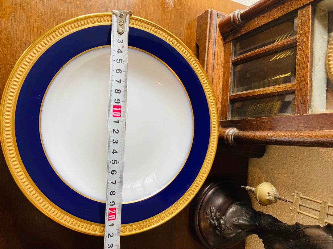 大倉陶園　瑠璃　エンボス　金蝕　クラウン 皿　深皿　スーププレート　22cm