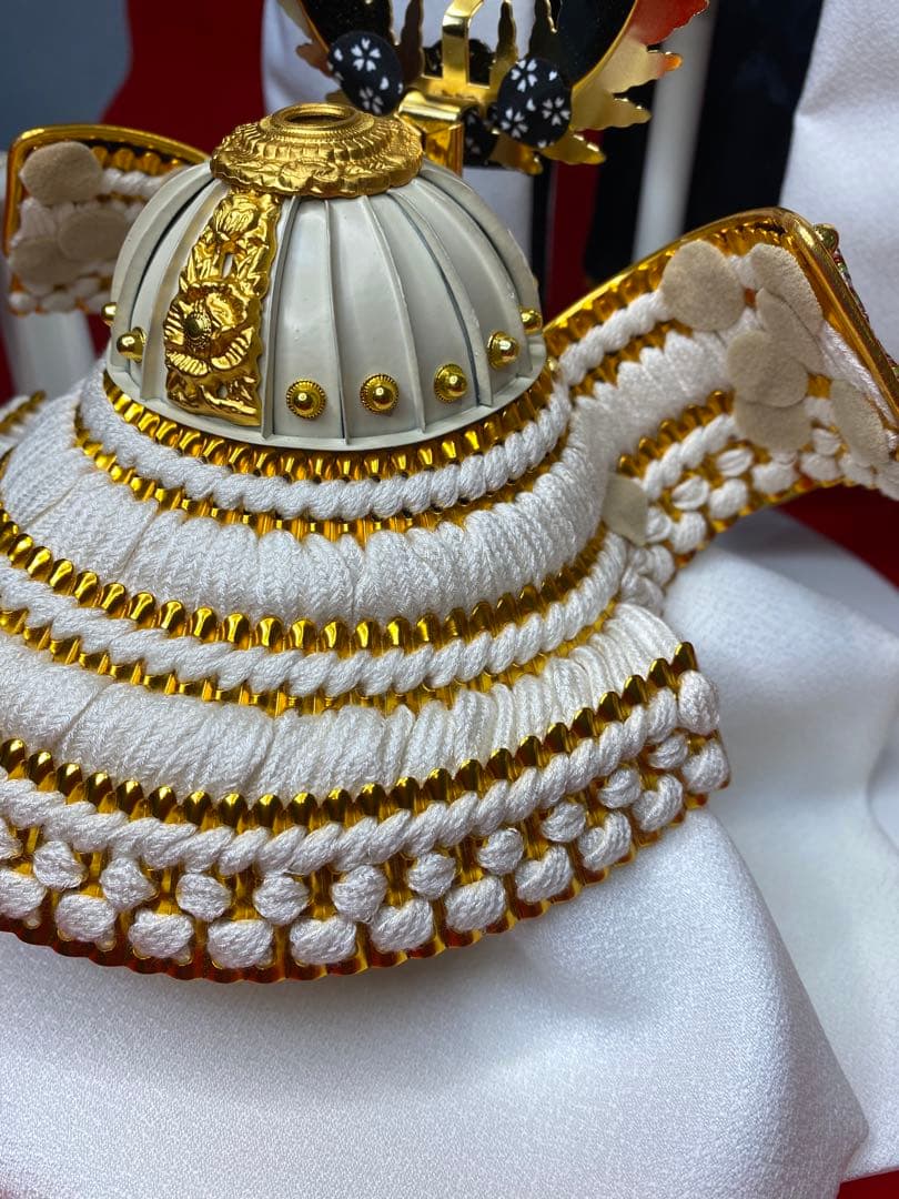 徳川家康　五月人形　兜飾り　白陣羽織付き兜平飾り　龍虎柄