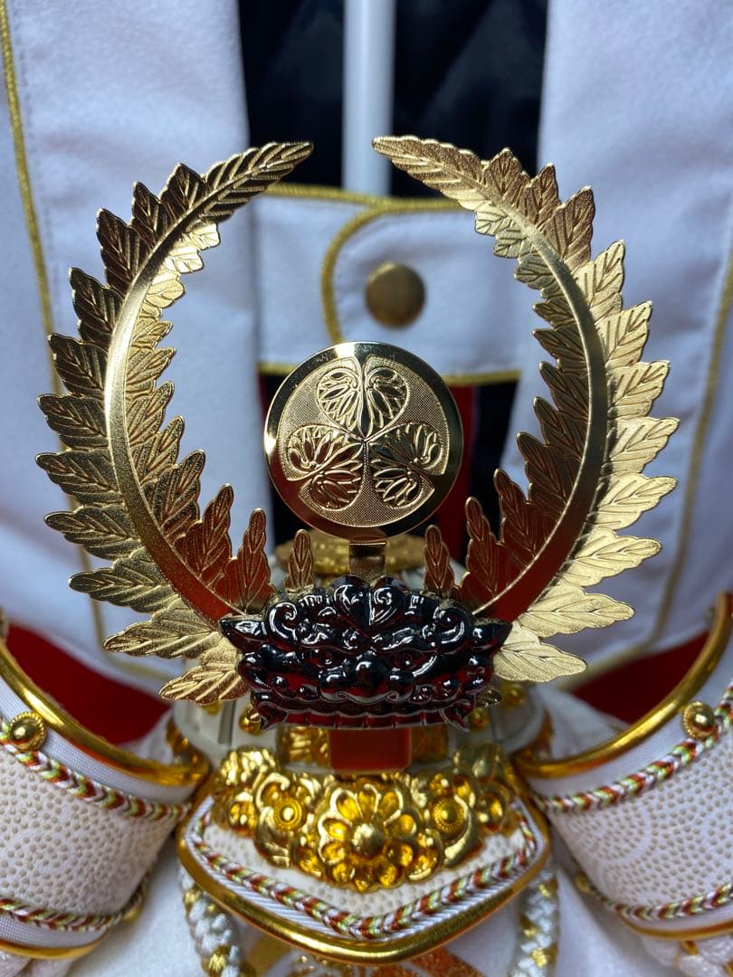 徳川家康　五月人形　兜飾り　白陣羽織付き兜平飾り　龍虎柄