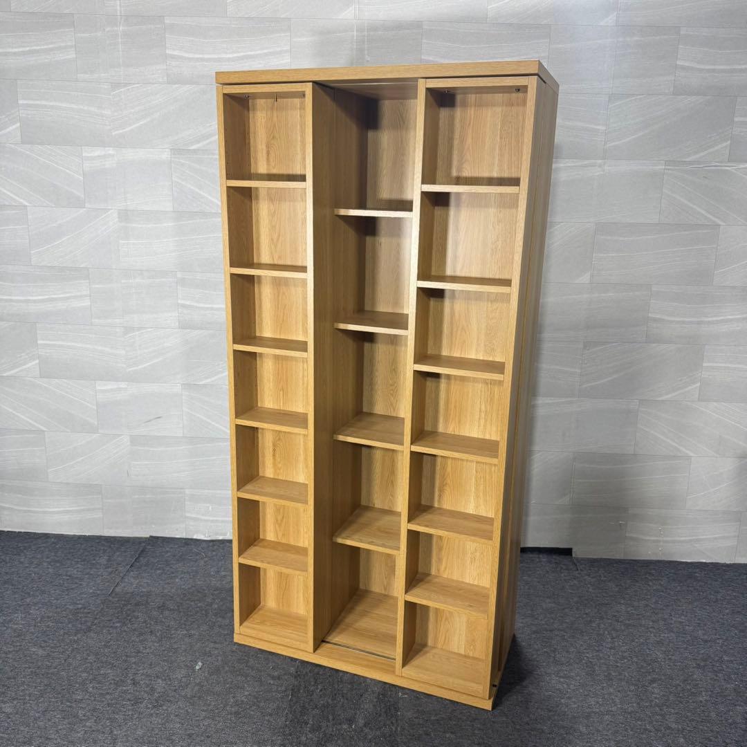 ニトリ Wスライド 本棚 ライトブラウン 完成品 組立不要 d5064