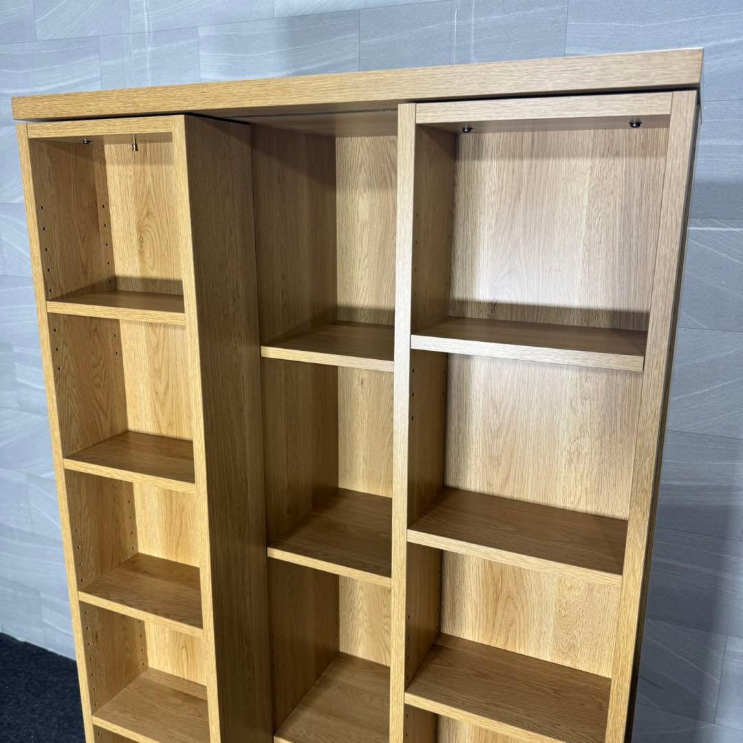 ニトリ Wスライド 本棚 ライトブラウン 完成品 組立不要 d5064