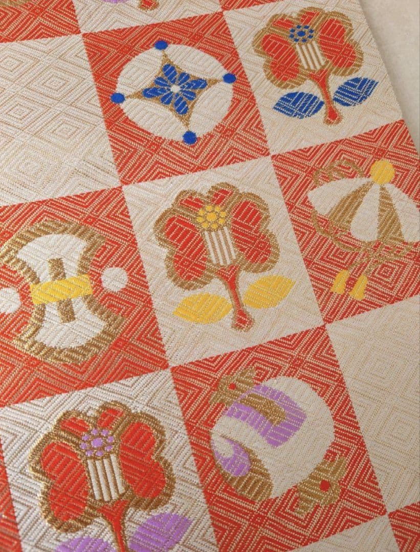 七五三　着物　袋帯　全通柄　正絹　佐賀錦