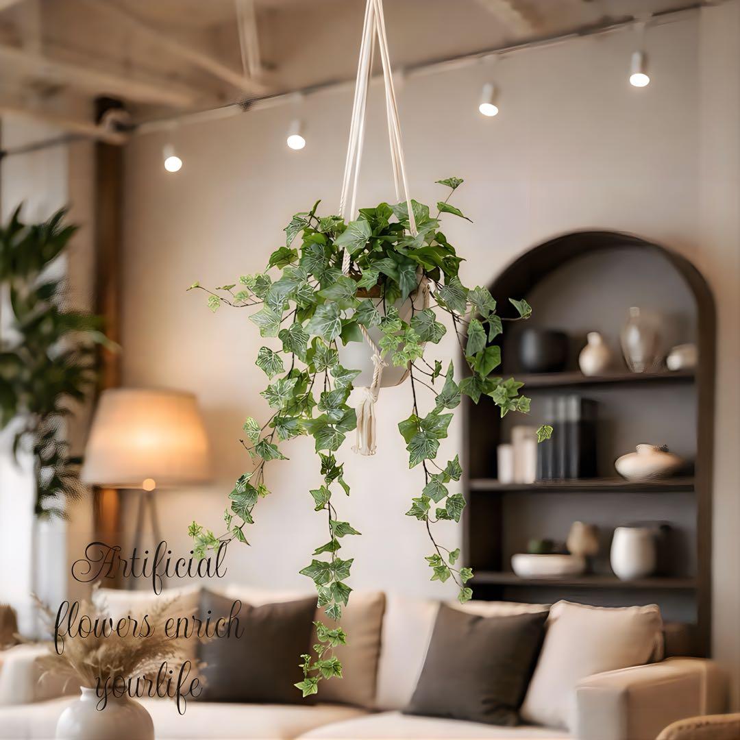 光触媒　人工観葉植物　フェイクグリーン　壁掛けフロストアイビーハンギング4035