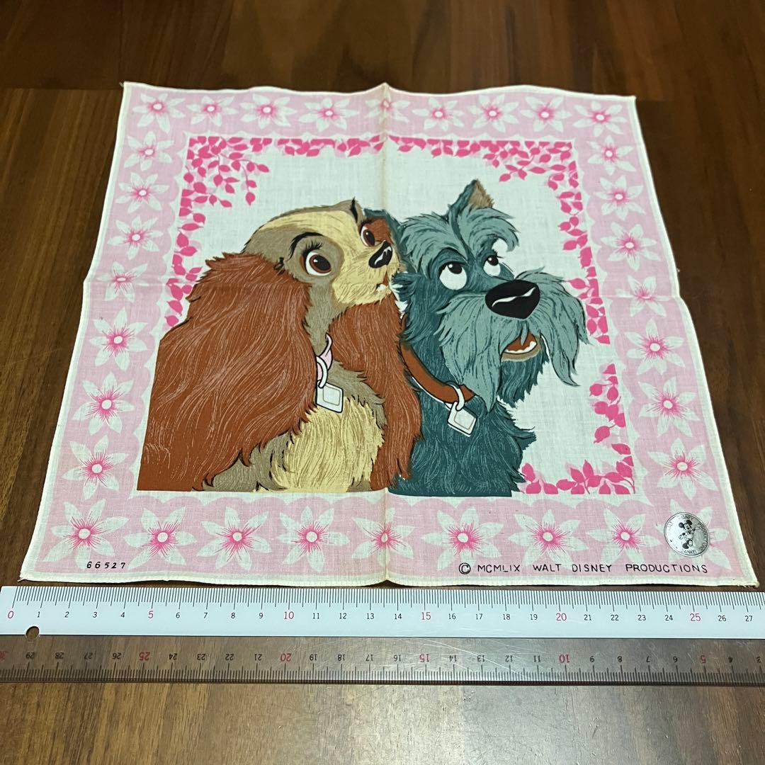 わんわん物語　レディ　ジョック　ヴィンテージ　ハンカチ　MCMLIX 花柄