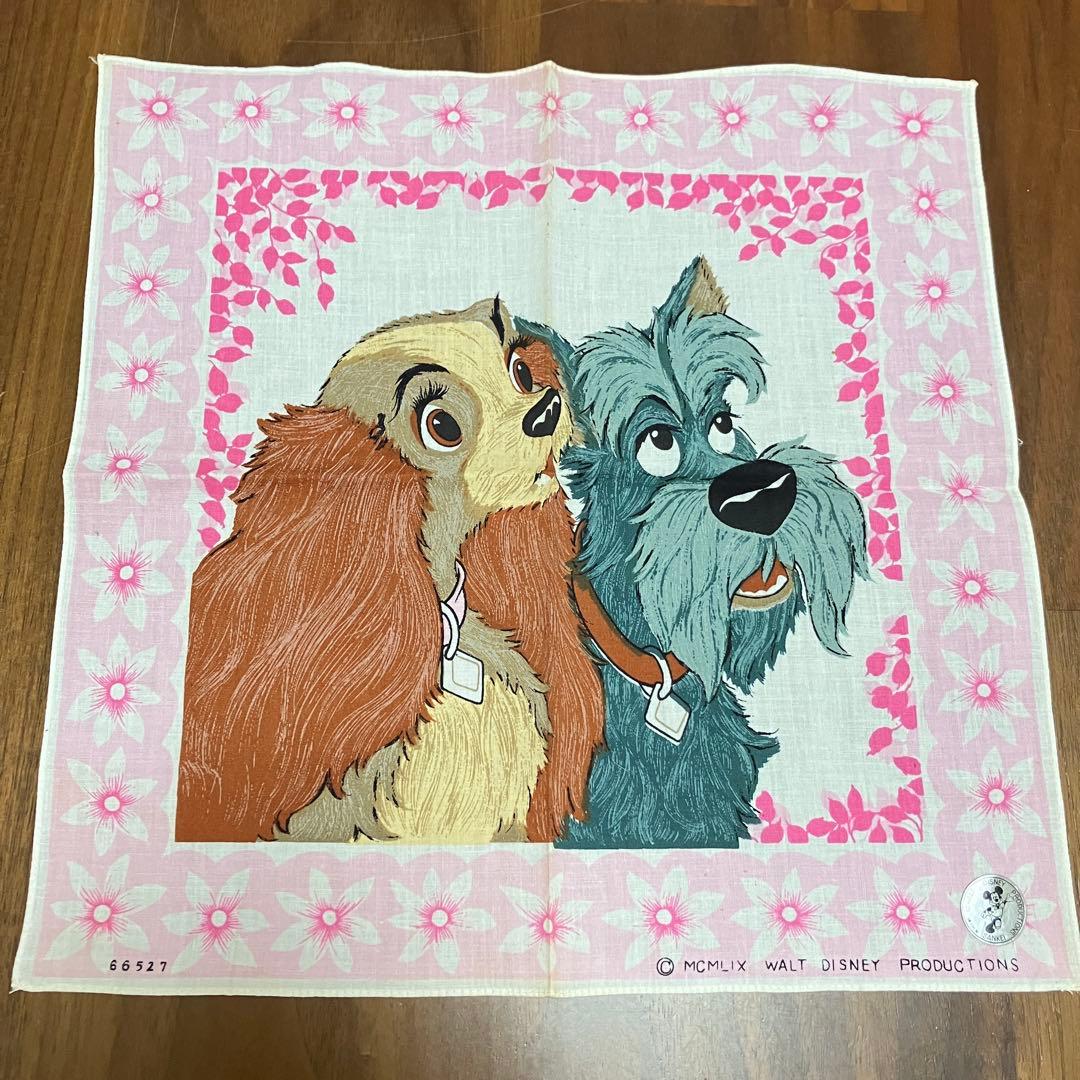 わんわん物語　レディ　ジョック　ヴィンテージ　ハンカチ　MCMLIX 花柄