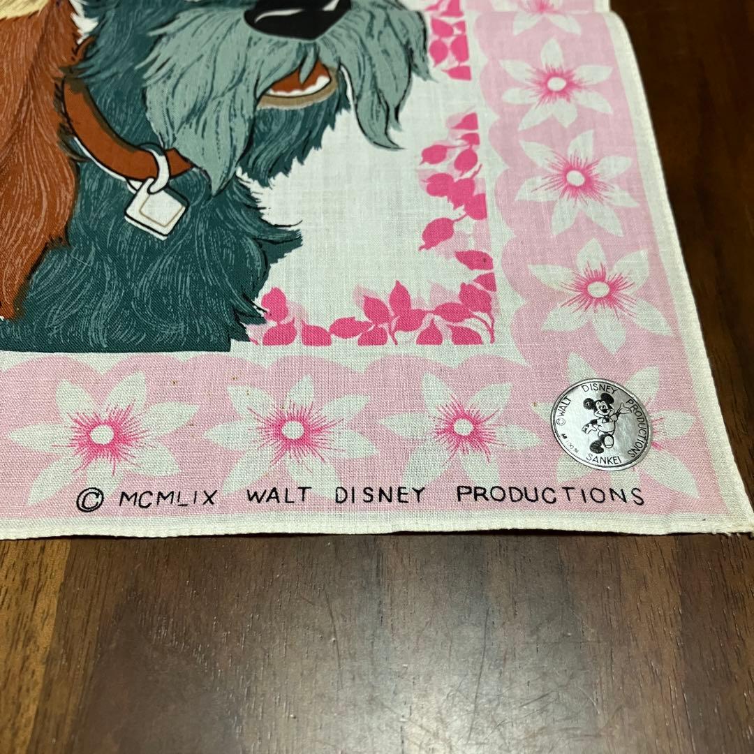 わんわん物語　レディ　ジョック　ヴィンテージ　ハンカチ　MCMLIX 花柄