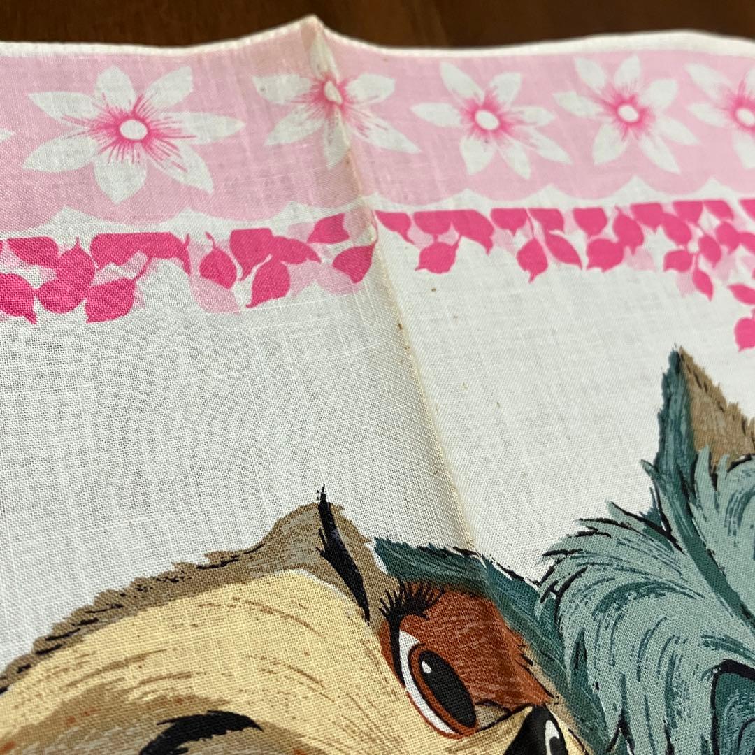 わんわん物語　レディ　ジョック　ヴィンテージ　ハンカチ　MCMLIX 花柄