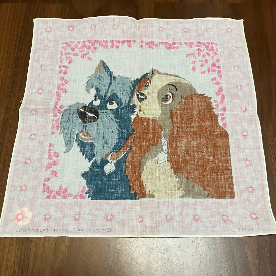わんわん物語　レディ　ジョック　ヴィンテージ　ハンカチ　MCMLIX 花柄