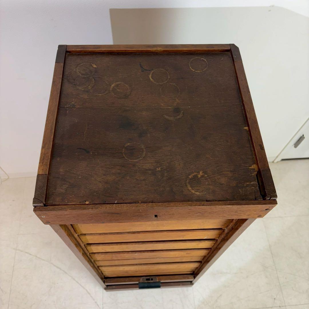 レコードチェスト　ファイルキャビネット　1940年代　9段　木製蛇腹シャッター