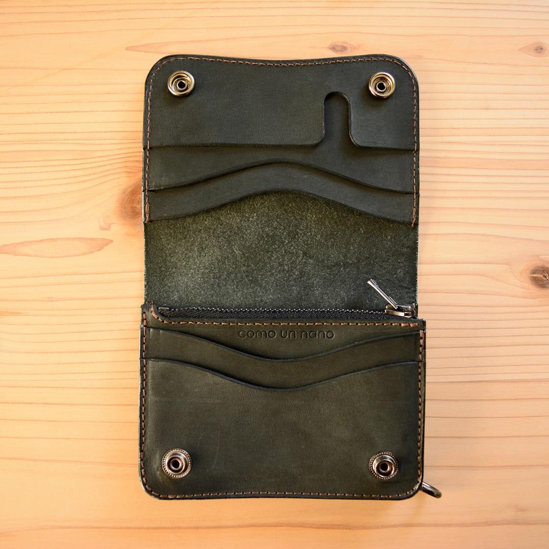 コンパクト ミドル トラッカーウォレット 手のひらサイズ イタリアンレザー