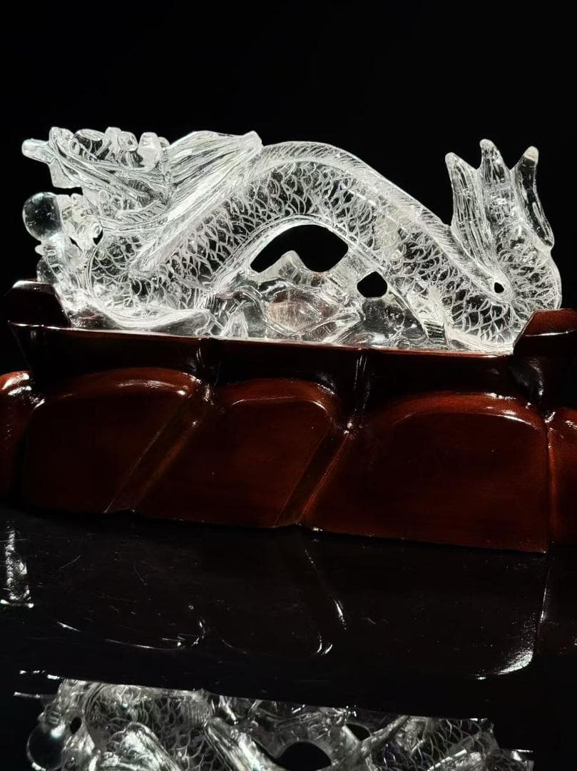天然石 水晶 龍 彫刻置物 パワーストーンF.160