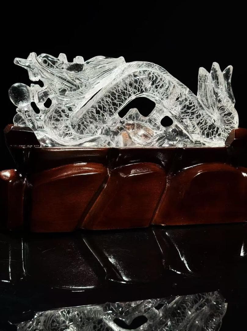 天然石 水晶 龍 彫刻置物 パワーストーンF.160