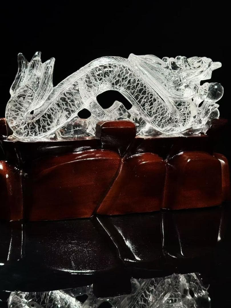 天然石 水晶 龍 彫刻置物 パワーストーンF.160