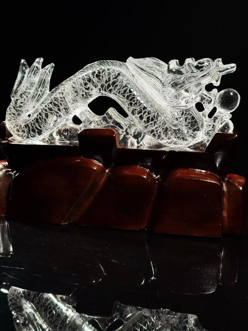 天然石 水晶 龍 彫刻置物 パワーストーンF.160