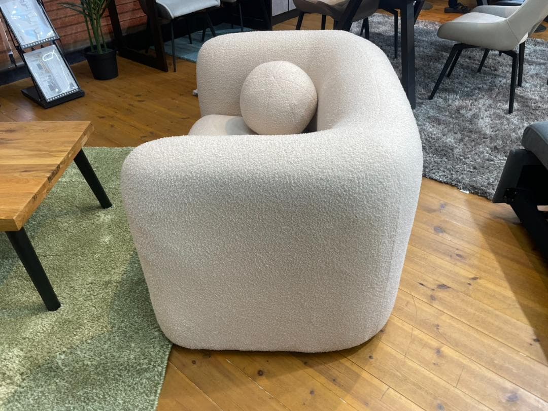 韓国風　ブークレソファ　タオル生地　1人掛け　ホワイト　ブラック　ソファ　1P