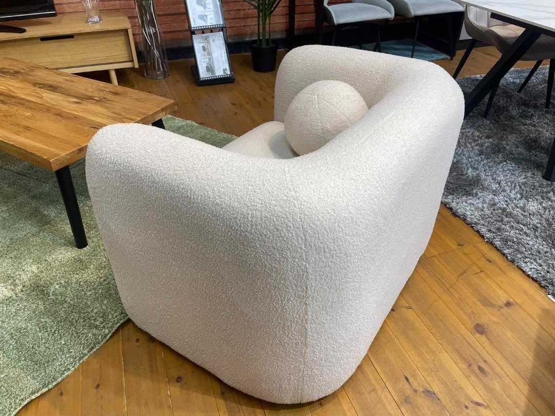 韓国風　ブークレソファ　タオル生地　1人掛け　ホワイト　ブラック　ソファ　1P