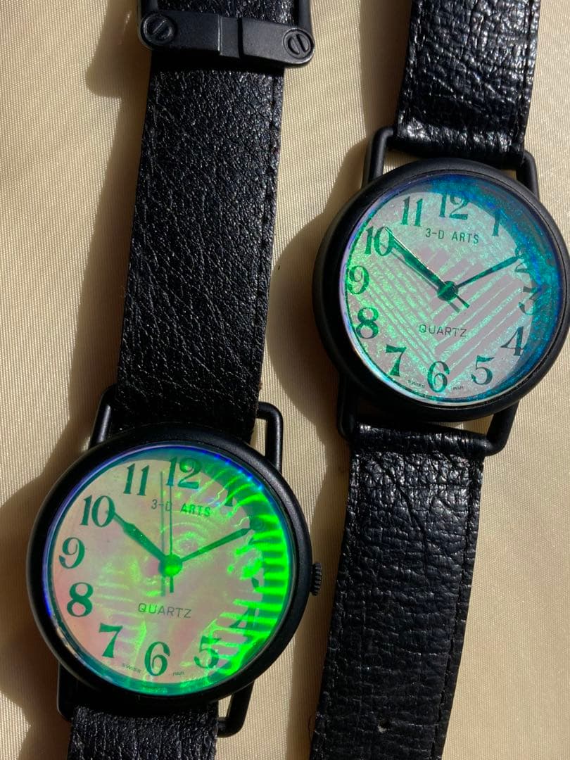 ビンテージクォ-ツホログラムリストウォッチ(スフィンクス、ピラミッド柄2セット)