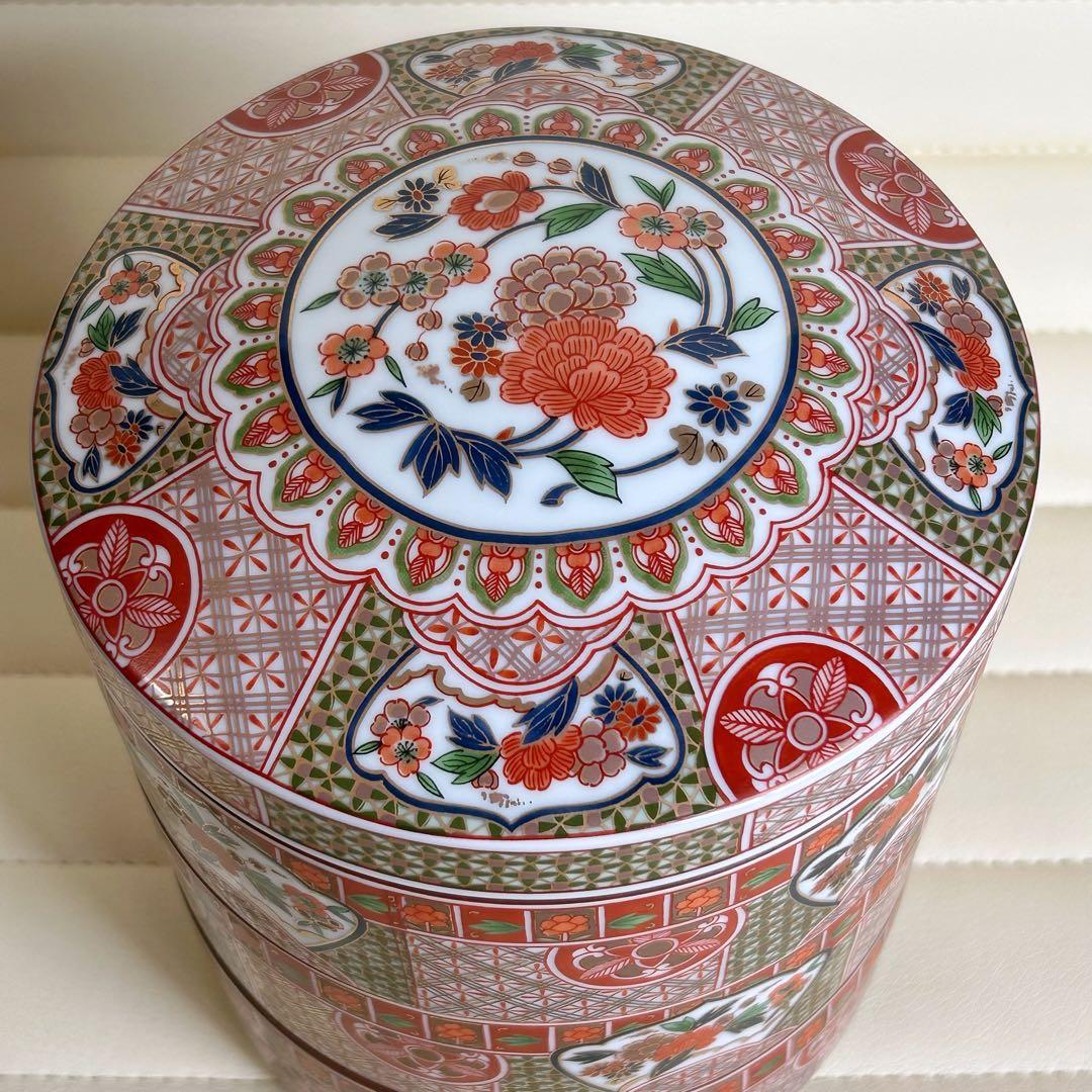 ☆希少　龍峰窯　富貴　金襴手　三段重　金彩　蓋付き重ね鉢　重箱　お正月　おせち