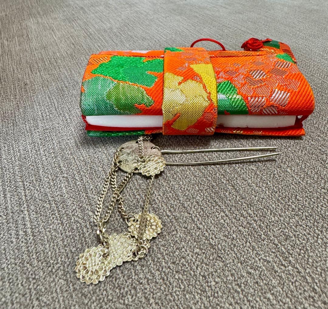 7歳七五三セット　着物草履バッグ付き　黄緑系①