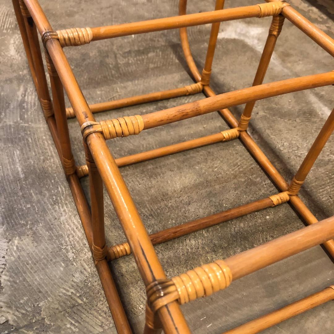 アンティーク　ラタン　籐　4段オープンラック　バスケット　取り外し可能　かご収納