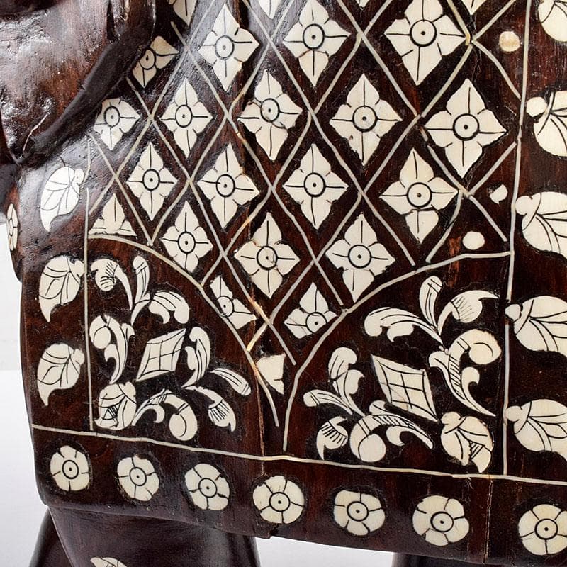 中国 唐木紫壇製 獣骨象嵌装飾 インド象 置物 V R4905B - メルカリ