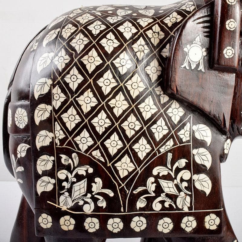 中国 唐木紫壇製 獣骨象嵌装飾 インド象 置物 V R4905B - メルカリ