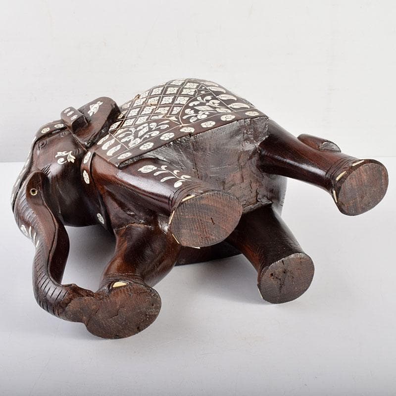 中国 唐木紫壇製 獣骨象嵌装飾 インド象 置物 V R4905B - メルカリ