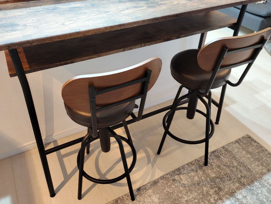 カウンターテーブル カウンターチェア2脚 美品 引取限定
