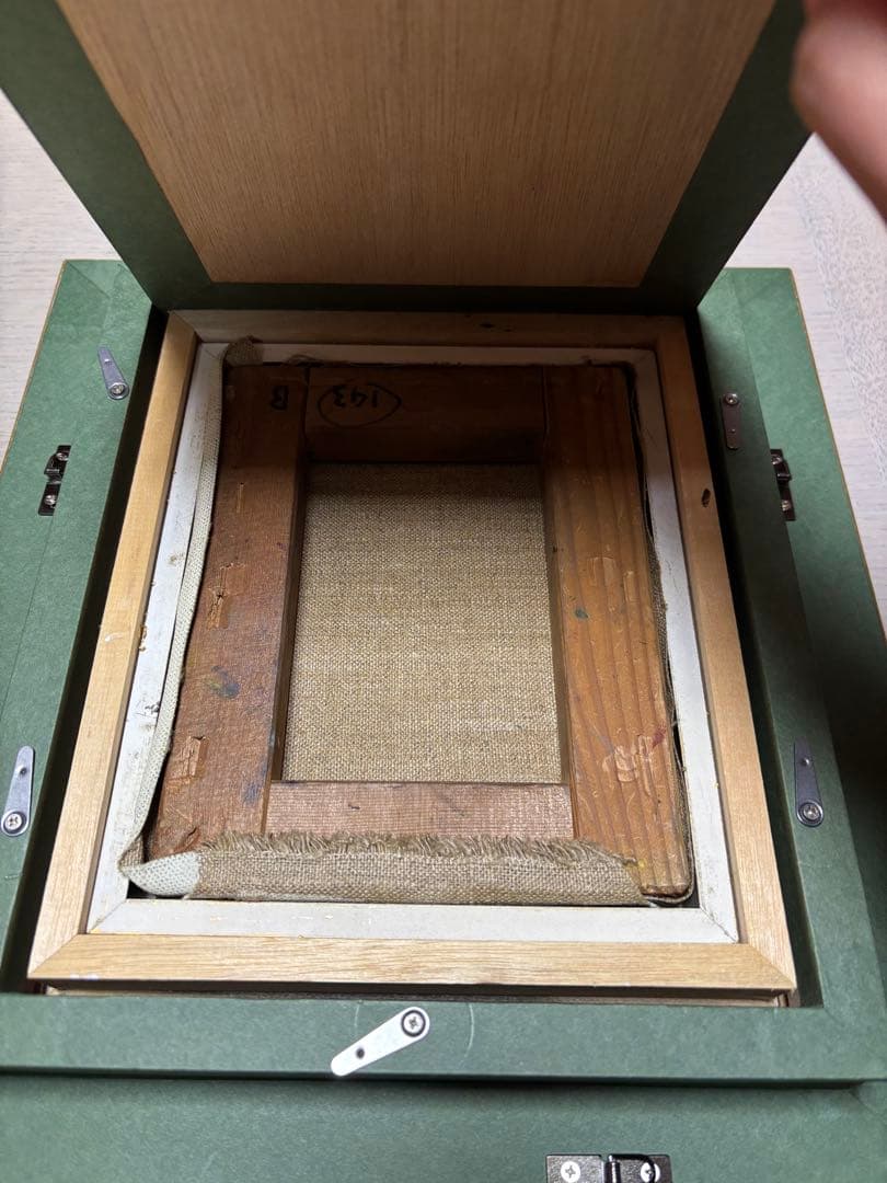 吉留邦治作 モンマートルの裏通り 街並みの風景 油彩画 金色フレーム