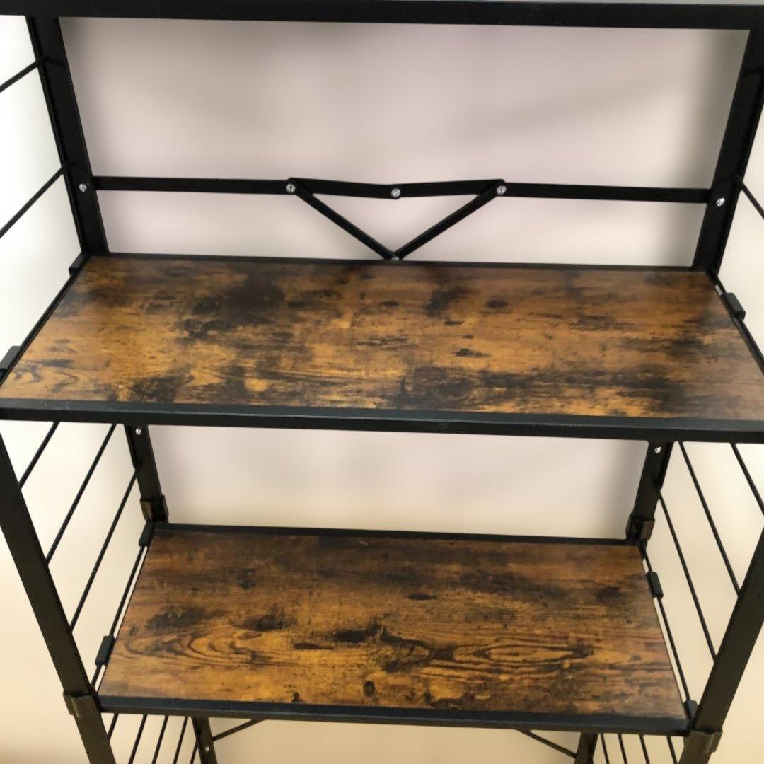 スチールラック 木目調 5段 インダストリアル オープンラック 112933-5