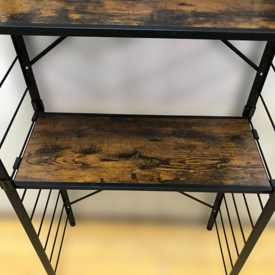 スチールラック 木目調 5段 インダストリアル オープンラック 112933-5