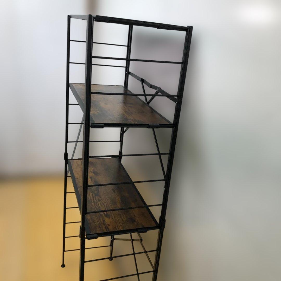 スチールラック 木目調 5段 インダストリアル オープンラック 112933-5