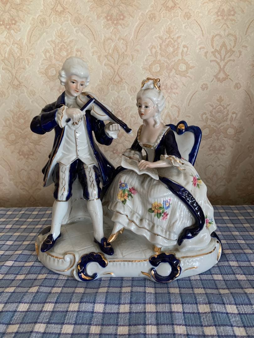 愛の讃歌 オルゴール アンティーク レトロ 陶器 フランス人形風 日本製