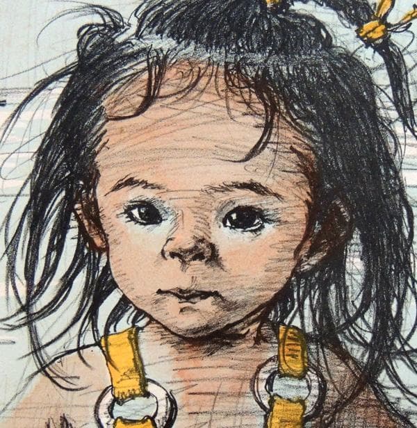 ●小澤清人４枚●プチブロン・浮き輪の女の子・ザクロ・樹木　小沢清人