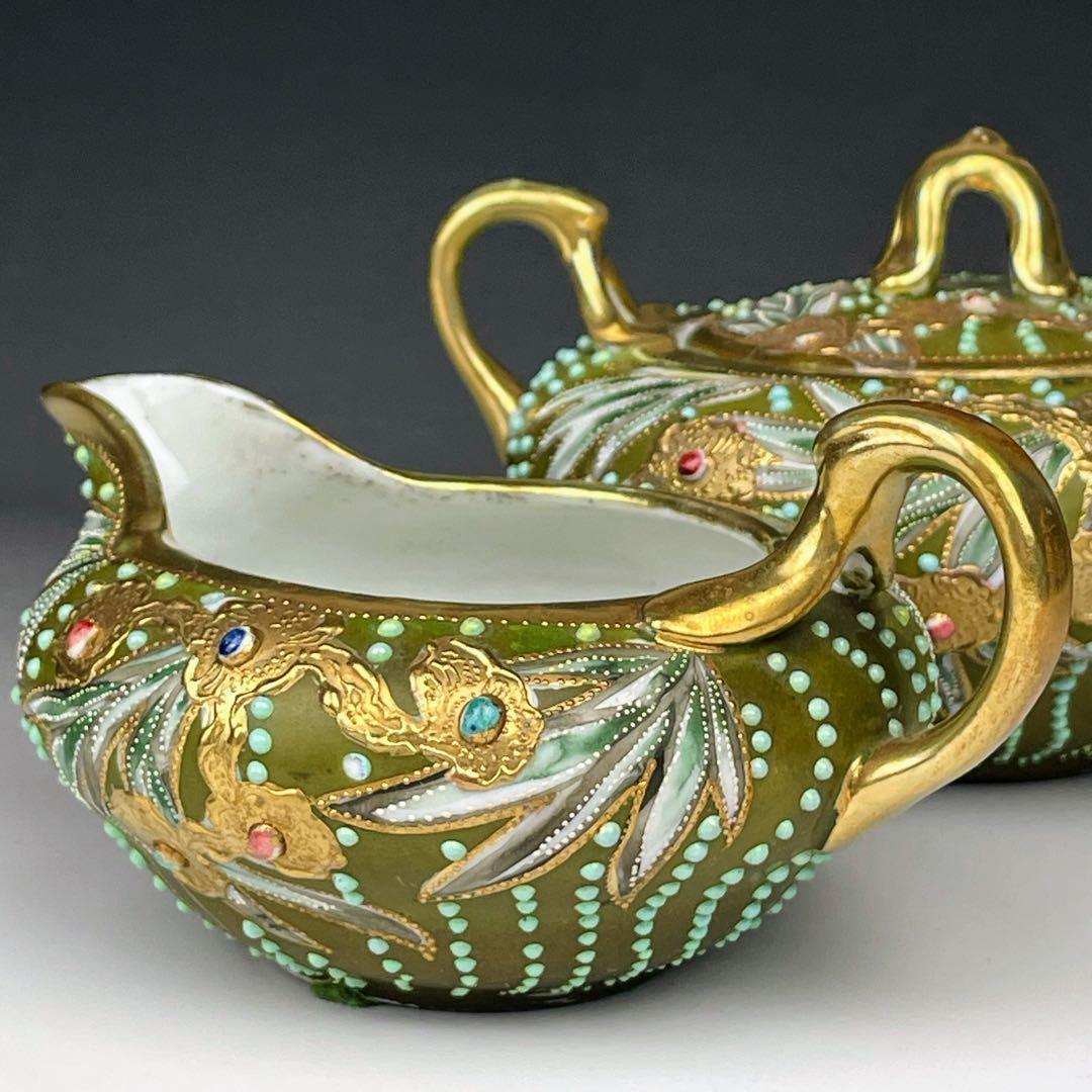 希少】オールドノリタケ シュガーボウル クリーマー ジュエル エナメル