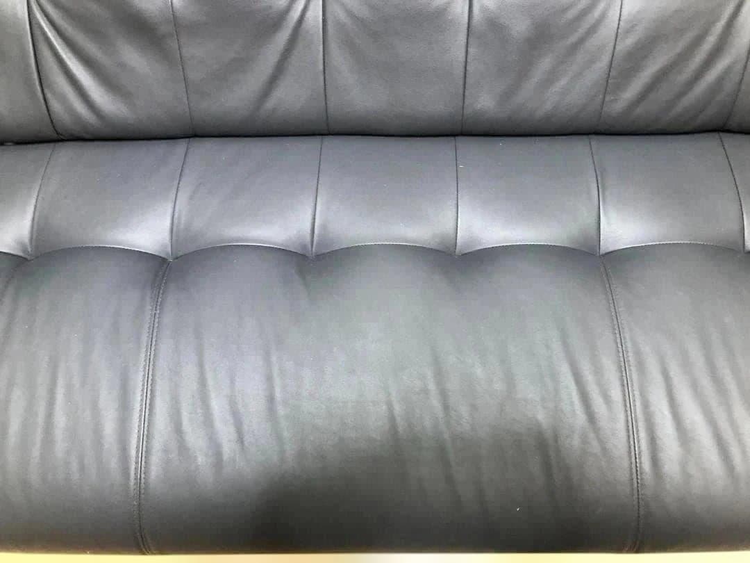 送料無料 3人掛け ソファ 合成皮革 ダークグレー 木製肘掛 75032-1-