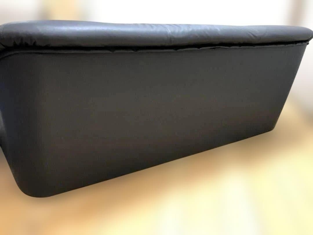 送料無料 3人掛け ソファ 合成皮革 ダークグレー 木製肘掛 75032-1-