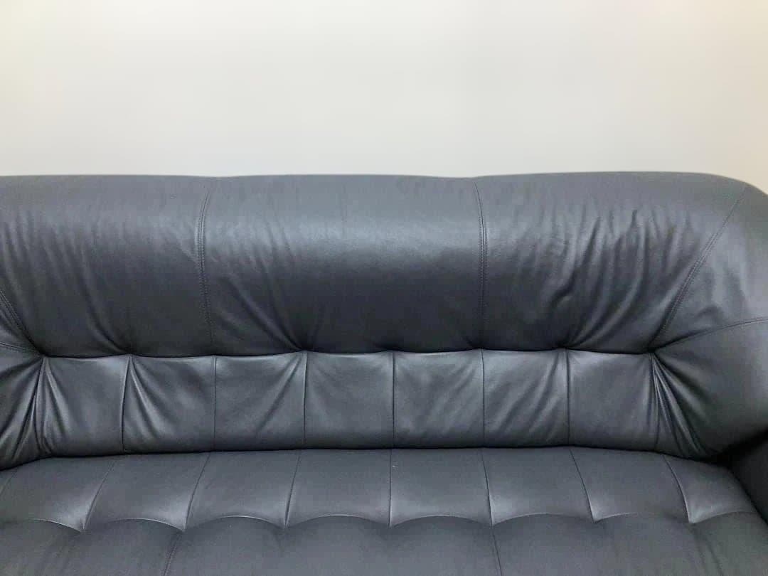 送料無料 3人掛け ソファ 合成皮革 ダークグレー 木製肘掛 75032-1-