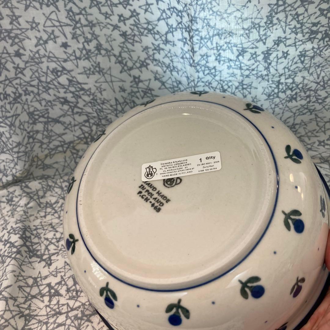 青い花模様のボウル 直径20cm ポーリッシュポタリー ポーランド食器