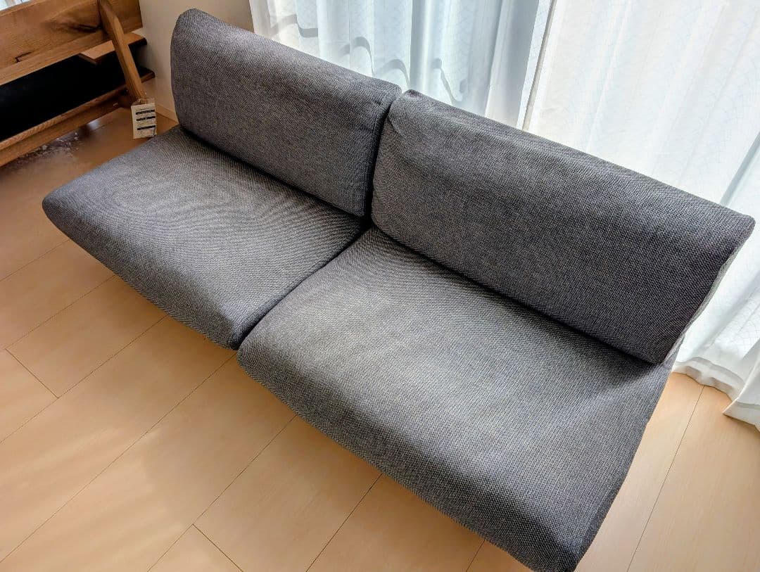 無印良品 ゆったり座れるアームレスソファ　３シーター　ポリエステル平織　グレー