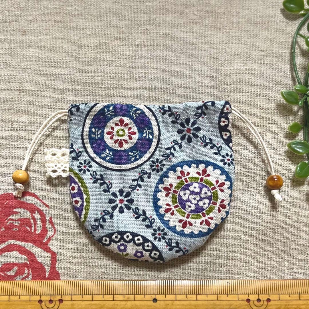 No.2306-2  手のひら巾着サシェ 香り袋 ポーリッシュポタリー  ブルー