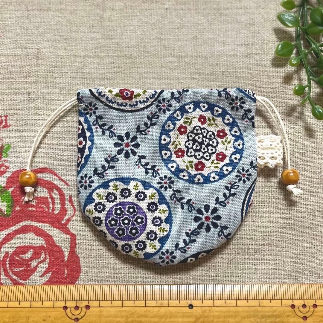 No.2306-2  手のひら巾着サシェ 香り袋 ポーリッシュポタリー  ブルー