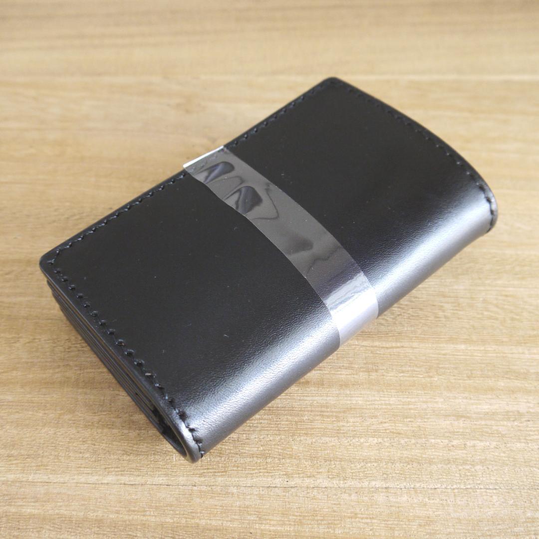 【少々訳あり】ヌメ革　栃木レザー　サドルレザー　ミドルウォレット　二つ折　黒