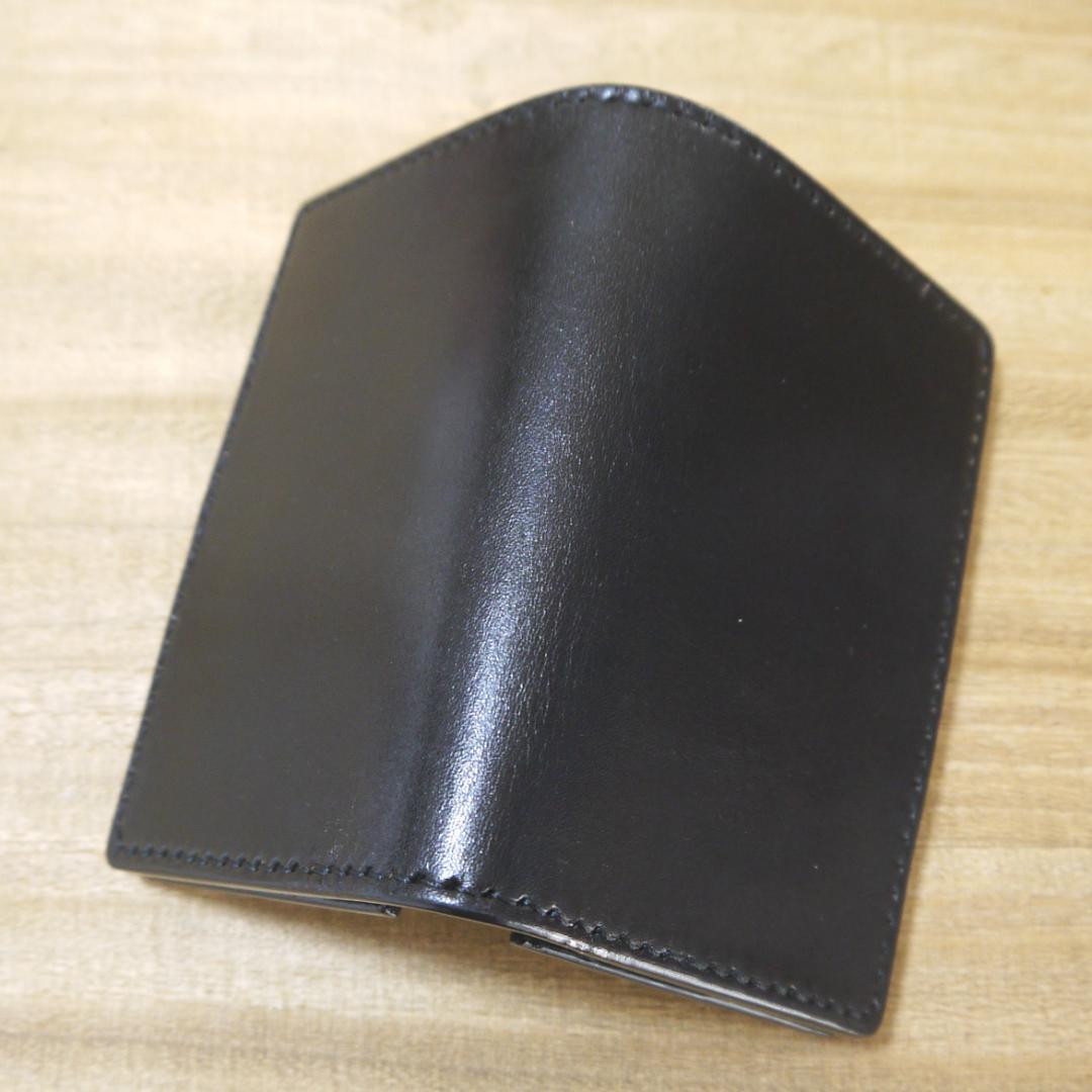 【少々訳あり】ヌメ革　栃木レザー　サドルレザー　ミドルウォレット　二つ折　黒