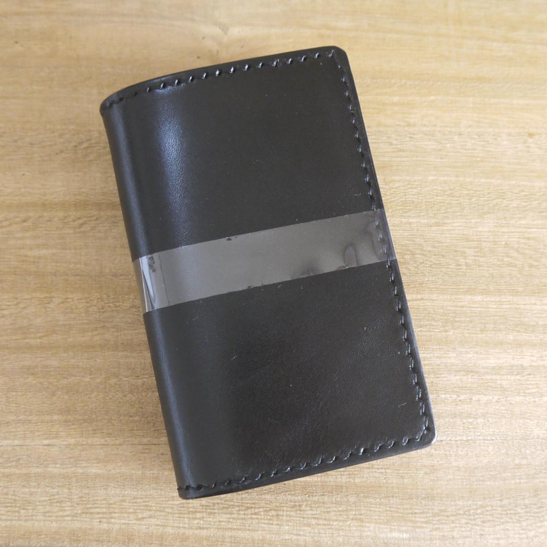 【少々訳あり】ヌメ革　栃木レザー　サドルレザー　ミドルウォレット　二つ折　黒