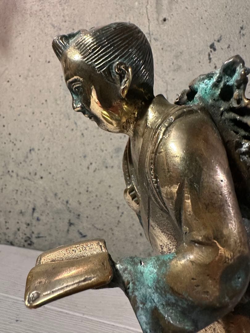 二宮金次郎像 銅像 ブロンズ彫刻 置物 銅製 オブジェ