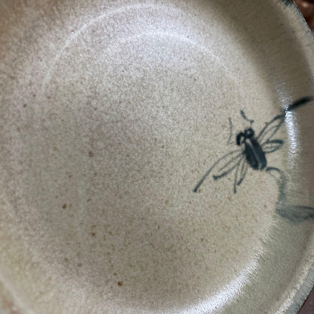 美濃焼 茶道具 幸兵衛窯 人間国宝「加藤卓男」作 「蝉図 黄瀬戸 高足菓子鉢」